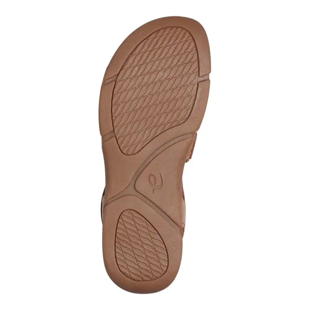 Easy Spirit Women's Minny Leather Round Toe Flat Sandals Brown Size 10